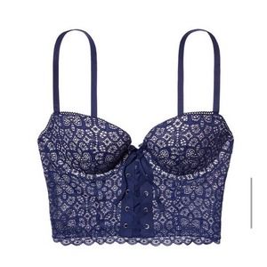 NWT Victorias Secret Lace Padded Demi Bra with Corset front